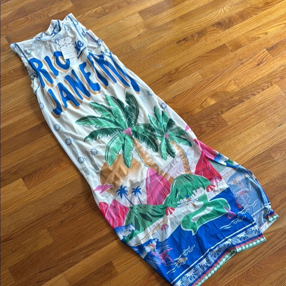 Farm Rio Graphic Mesh Midi Dress - Picture 4 of 6